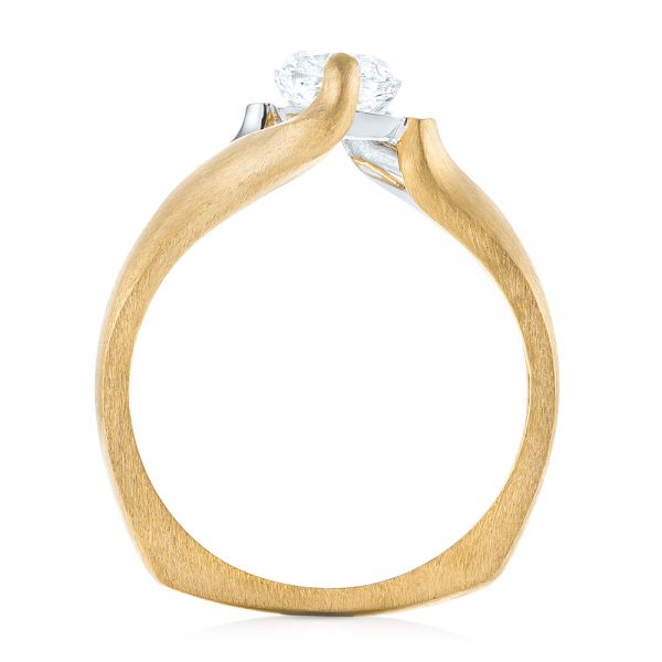 Platinum And 14k Yellow Gold Platinum And 14k Yellow Gold Custom Two-tone Solitaire Diamond Engagement Ring - Front View - 103329