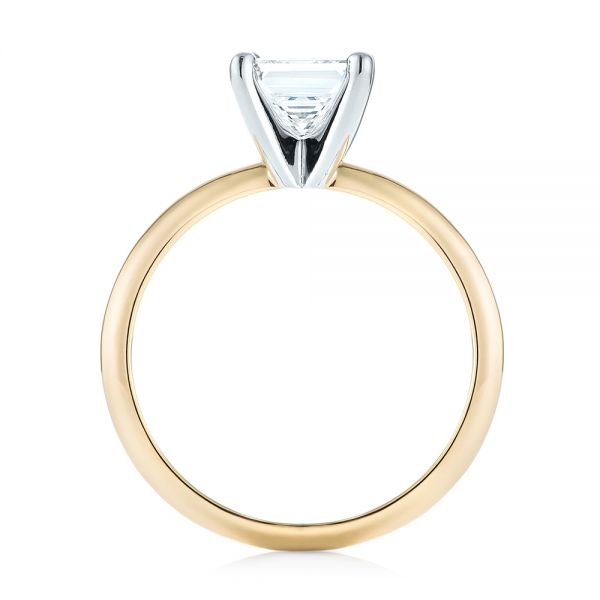 18k Yellow Gold And Platinum 18k Yellow Gold And Platinum Custom Two-tone Solitaire Diamond Engagement Ring - Front View -  103447