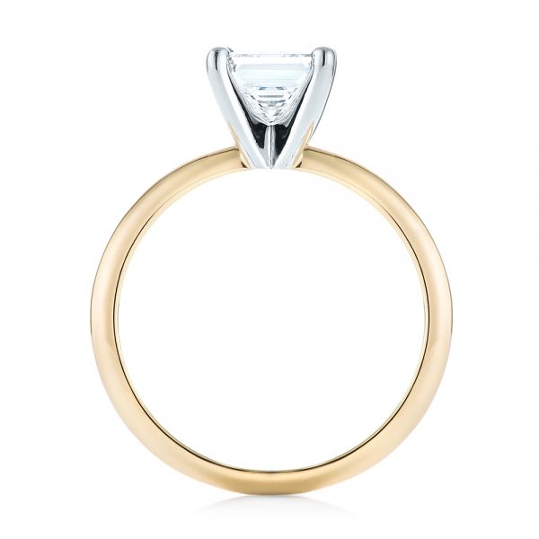 14k Yellow Gold And Platinum Custom Two-tone Solitaire Diamond Engagement Ring - Front View - 103447