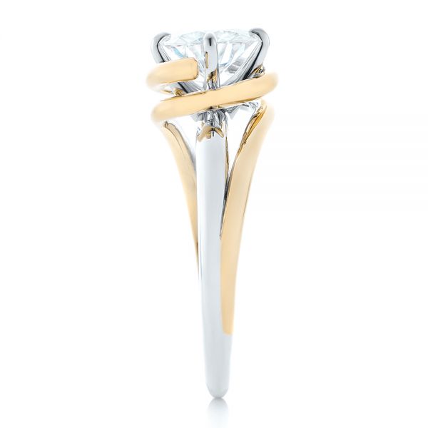  Platinum And 18k Yellow Gold Platinum And 18k Yellow Gold Custom Two-tone Solitaire Diamond Engagement Ring - Side View -  102407