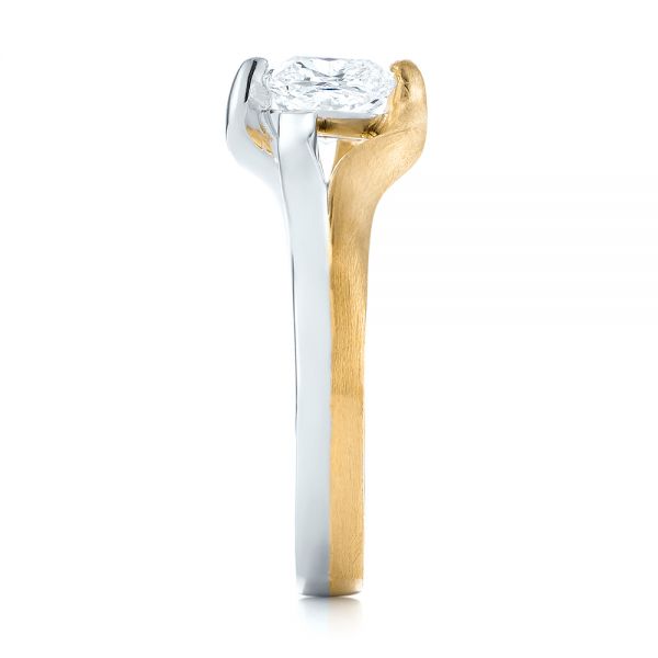 Platinum And 14k Yellow Gold Platinum And 14k Yellow Gold Custom Two-tone Solitaire Diamond Engagement Ring - Side View - 103329