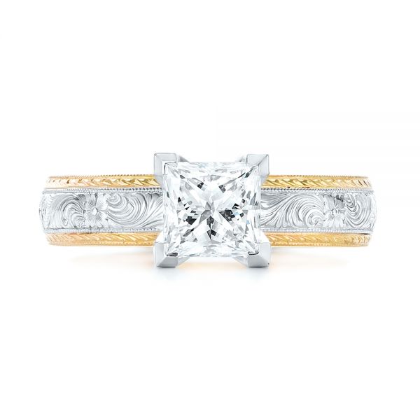 18k Yellow Gold And Platinum 18k Yellow Gold And Platinum Custom Two-tone Solitaire Diamond Engagement Ring - Top View -  102937