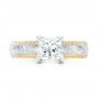 18k Yellow Gold And 18K Gold Custom Two-tone Solitaire Diamond Engagement Ring - Top View -  102937 - Thumbnail