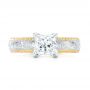 18k Yellow Gold And 18K Gold Custom Two-tone Solitaire Diamond Engagement Ring - Top View -  102937 - Thumbnail