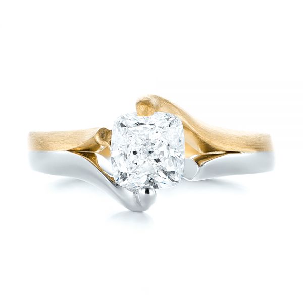  14K Gold And 18k Yellow Gold 14K Gold And 18k Yellow Gold Custom Two-tone Solitaire Diamond Engagement Ring - Top View -  103329