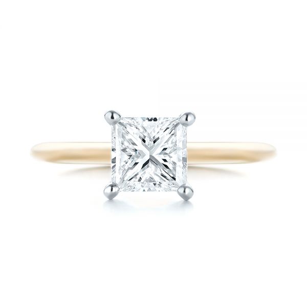 14k Yellow Gold And Platinum Custom Two-tone Solitaire Diamond Engagement Ring - Top View -  103447