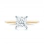 14k Yellow Gold And Platinum Custom Two-tone Solitaire Diamond Engagement Ring - Top View -  103447 - Thumbnail