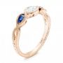 18k Rose Gold And 18K Gold 18k Rose Gold And 18K Gold Custom Two-tone Three Stone Blue Sapphire And Diamond Engagement Ring - Three-Quarter View -  103056 - Thumbnail