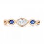 18k Rose Gold And 18K Gold 18k Rose Gold And 18K Gold Custom Two-tone Three Stone Blue Sapphire And Diamond Engagement Ring - Top View -  103056 - Thumbnail