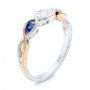 14k White Gold And 14K Gold Custom Two-tone Three Stone Blue Sapphire And Diamond Engagement Ring - Three-Quarter View -  103056 - Thumbnail