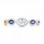  Platinum And 18K Gold Platinum And 18K Gold Custom Two-tone Three Stone Blue Sapphire And Diamond Engagement Ring - Top View -  103056 - Thumbnail