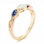 14k Yellow Gold And 18K Gold 14k Yellow Gold And 18K Gold Custom Two-tone Three Stone Blue Sapphire And Diamond Engagement Ring - Three-Quarter View -  103056 - Thumbnail