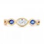 14k Yellow Gold And 14K Gold 14k Yellow Gold And 14K Gold Custom Two-tone Three Stone Blue Sapphire And Diamond Engagement Ring - Top View -  103056 - Thumbnail