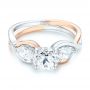 14k Rose Gold And Platinum 14k Rose Gold And Platinum Custom Two-tone Three Stone Diamond Engagement Ring - Flat View -  102912 - Thumbnail