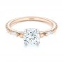 14k Rose Gold And Platinum 14k Rose Gold And Platinum Custom Two-tone Three Stone Diamond Engagement Ring - Flat View -  103121 - Thumbnail