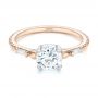 18k Rose Gold And 14K Gold 18k Rose Gold And 14K Gold Custom Two-tone Three Stone Diamond Engagement Ring - Flat View -  103121 - Thumbnail