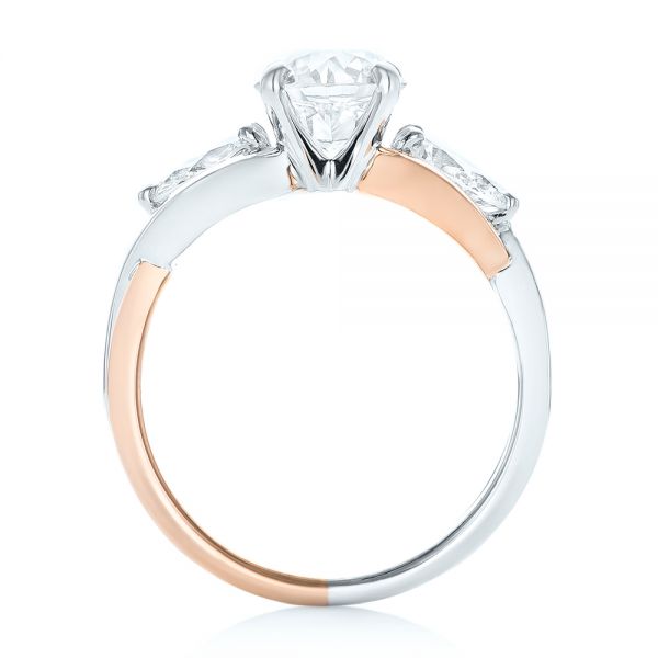 14k Rose Gold And 18K Gold 14k Rose Gold And 18K Gold Custom Two-tone Three Stone Diamond Engagement Ring - Front View -  102912