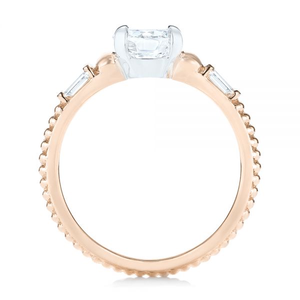 14k Rose Gold And Platinum 14k Rose Gold And Platinum Custom Two-tone Three Stone Diamond Engagement Ring - Front View -  103121