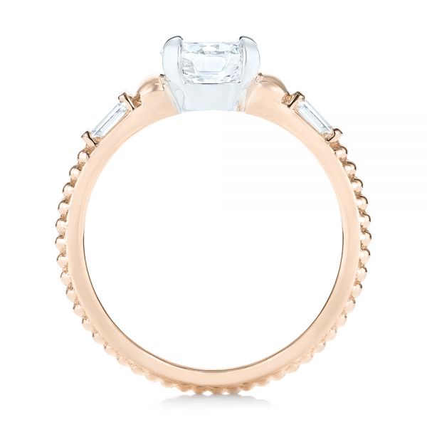 18k Rose Gold And 14K Gold 18k Rose Gold And 14K Gold Custom Two-tone Three Stone Diamond Engagement Ring - Front View - 103121