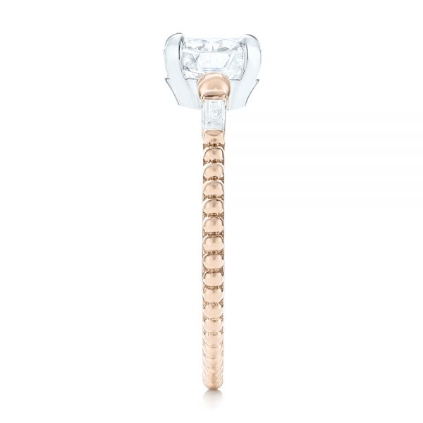 18k Rose Gold And 14K Gold 18k Rose Gold And 14K Gold Custom Two-tone Three Stone Diamond Engagement Ring - Side View - 103121