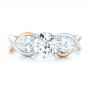 18k Rose Gold And 14K Gold 18k Rose Gold And 14K Gold Custom Two-tone Three Stone Diamond Engagement Ring - Top View -  102912 - Thumbnail