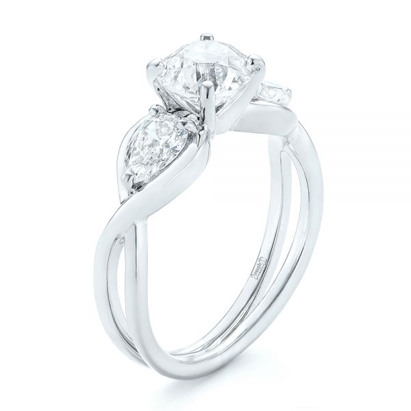 Custom Two-Tone Three Stone Diamond Engagement Ring - Image