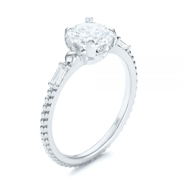 18k White Gold And 14K Gold 18k White Gold And 14K Gold Custom Two-tone Three Stone Diamond Engagement Ring - Three-Quarter View - 103121