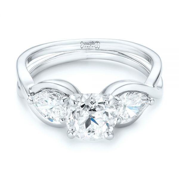 Platinum And 18K Gold Platinum And 18K Gold Custom Two-tone Three Stone Diamond Engagement Ring - Flat View - 102912