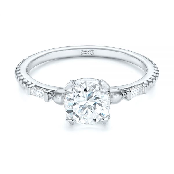 18k White Gold And 14K Gold 18k White Gold And 14K Gold Custom Two-tone Three Stone Diamond Engagement Ring - Flat View - 103121