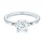 14k White Gold And Platinum 14k White Gold And Platinum Custom Two-tone Three Stone Diamond Engagement Ring - Flat View -  103121 - Thumbnail