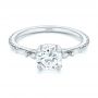 18k White Gold And 14K Gold 18k White Gold And 14K Gold Custom Two-tone Three Stone Diamond Engagement Ring - Flat View -  103121 - Thumbnail