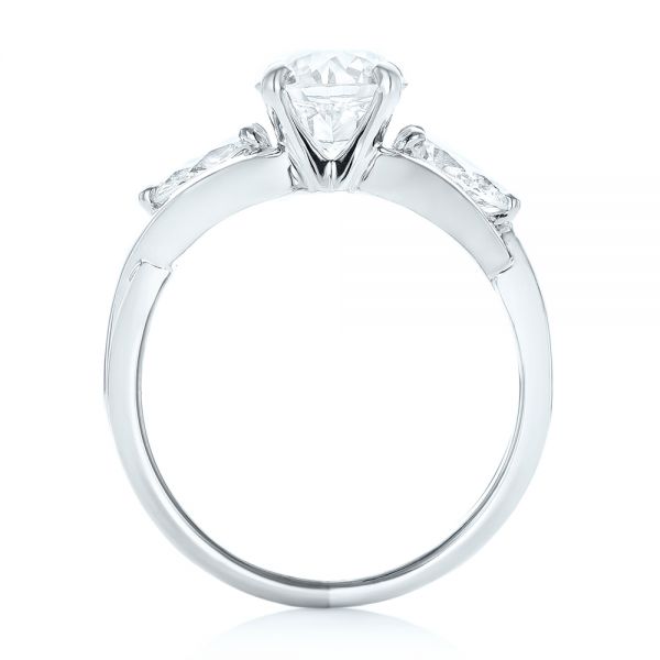 Platinum And 18K Gold Platinum And 18K Gold Custom Two-tone Three Stone Diamond Engagement Ring - Front View - 102912