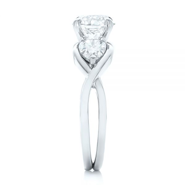 Platinum And 18K Gold Platinum And 18K Gold Custom Two-tone Three Stone Diamond Engagement Ring - Side View - 102912