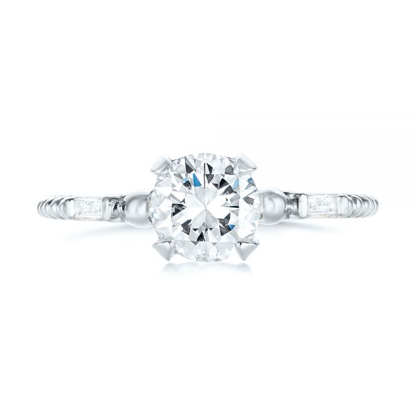 14k White Gold And Platinum 14k White Gold And Platinum Custom Two-tone Three Stone Diamond Engagement Ring - Top View -  103121