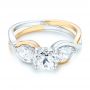 18k Yellow Gold And Platinum 18k Yellow Gold And Platinum Custom Two-tone Three Stone Diamond Engagement Ring - Flat View -  102912 - Thumbnail