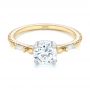 14k Yellow Gold And 14K Gold Custom Two-tone Three Stone Diamond Engagement Ring - Flat View -  103121 - Thumbnail