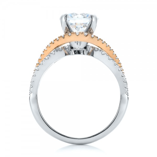  Platinum Platinum Custom Two-tone Wrapped Shank Diamond Engagement Ring - Front View -  101666