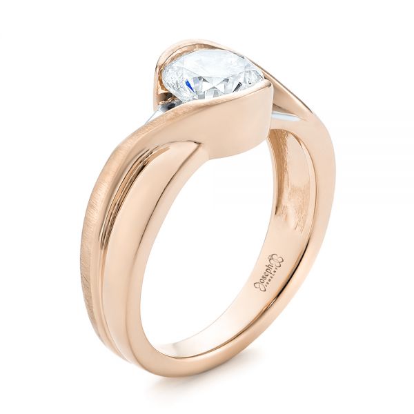 18k Rose Gold And Platinum 18k Rose Gold And Platinum Custom Two-tone Wrapped Solitaire Diamond Engagement Ring - Three-Quarter View -  104292 - Thumbnail