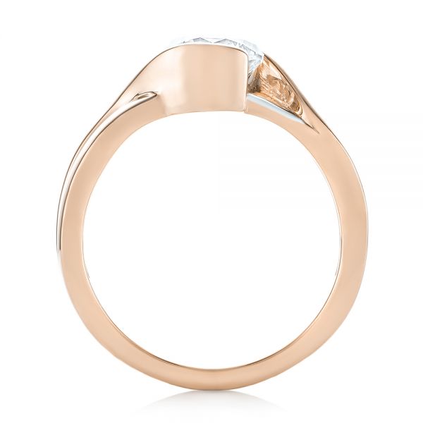 18k Rose Gold And 18K Gold 18k Rose Gold And 18K Gold Custom Two-tone Wrapped Solitaire Diamond Engagement Ring - Front View -  104292 - Thumbnail