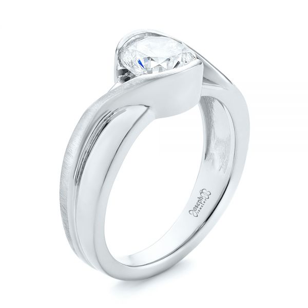 18k White Gold And Platinum 18k White Gold And Platinum Custom Two-tone Wrapped Solitaire Diamond Engagement Ring - Three-Quarter View -  104292 - Thumbnail