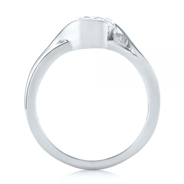 14k White Gold And Platinum 14k White Gold And Platinum Custom Two-tone Wrapped Solitaire Diamond Engagement Ring - Front View -  104292 - Thumbnail