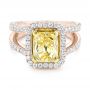 14k Rose Gold And Platinum 14k Rose Gold And Platinum Custom Two-tone Yellow And White Diamond Engagement Ring - Flat View -  102794 - Thumbnail