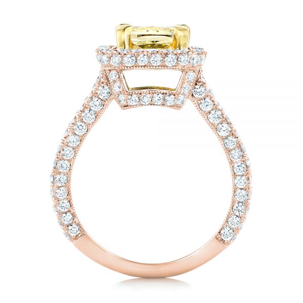 18k Rose Gold And 14K Gold 18k Rose Gold And 14K Gold Custom Two-tone Yellow And White Diamond Engagement Ring - Front View - 102794