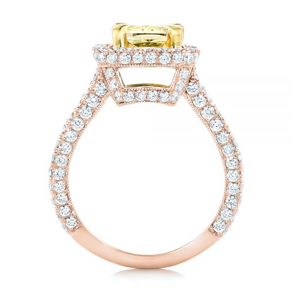 14k Rose Gold And Platinum 14k Rose Gold And Platinum Custom Two-tone Yellow And White Diamond Engagement Ring - Front View -  102794