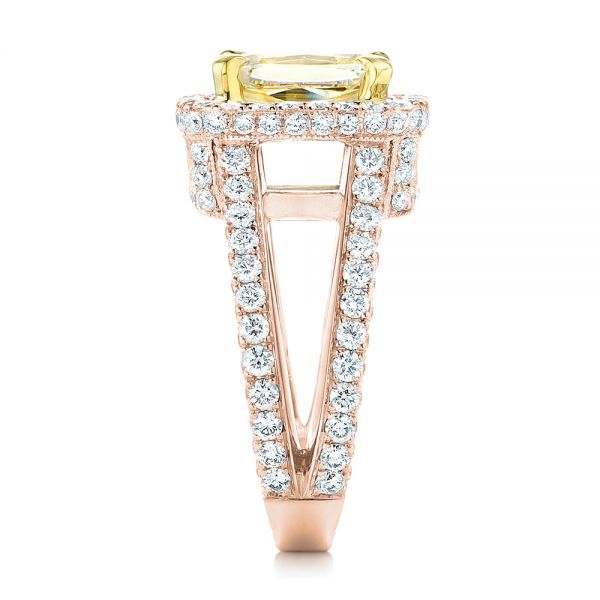 18k Rose Gold And 14K Gold 18k Rose Gold And 14K Gold Custom Two-tone Yellow And White Diamond Engagement Ring - Side View - 102794