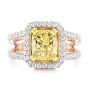 14k Rose Gold And Platinum 14k Rose Gold And Platinum Custom Two-tone Yellow And White Diamond Engagement Ring - Top View -  102794 - Thumbnail