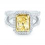  Platinum And 14K Gold Custom Two-tone Yellow And White Diamond Engagement Ring - Flat View -  102794 - Thumbnail