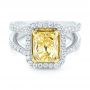  Platinum And 14K Gold Custom Two-tone Yellow And White Diamond Engagement Ring - Flat View -  102794 - Thumbnail
