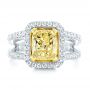  Platinum And 18K Gold Platinum And 18K Gold Custom Two-tone Yellow And White Diamond Engagement Ring - Top View -  102794 - Thumbnail