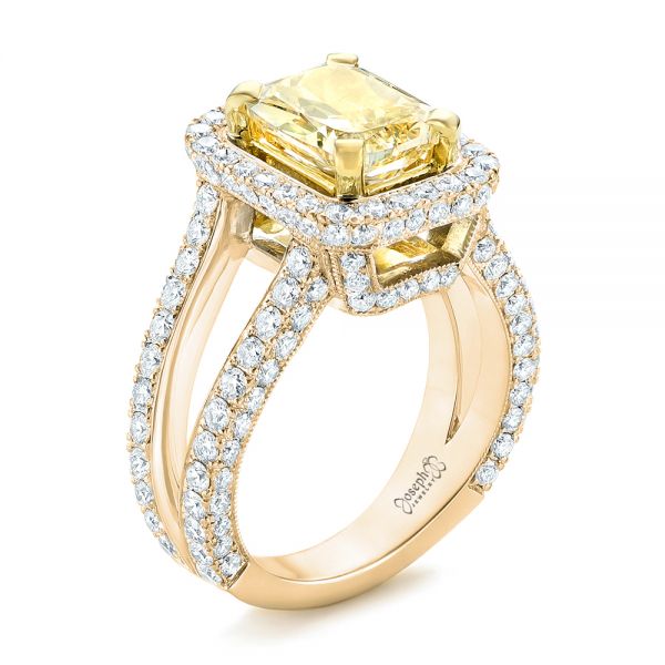 14k Yellow Gold And Platinum 14k Yellow Gold And Platinum Custom Two-tone Yellow And White Diamond Engagement Ring - Three-Quarter View -  102794